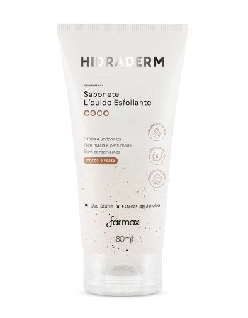 SABONETE LIQUIDO ESFOLIANTE COCO 180ML HIDRADERM FARMAX
