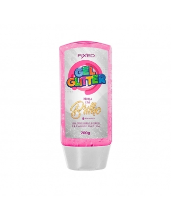GEL DESOD COM GLITER CORPO E CABELO 200G - ROSA FIXED
