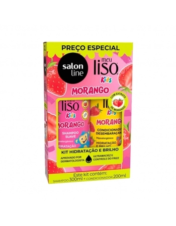 KIT SHAMPOO 300ML+COND. 200ML MEU LISINHO MORANGO SALON LINE