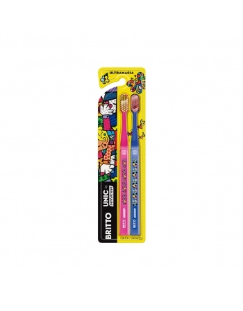 ESCOVA DENTAL UNIC ROMERO BRITTO ULTRA MACIA COM 2UN DENTALCLEAN