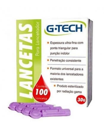 LANCETAS PARA LANCETADOR 30G COM 100 G-TECH