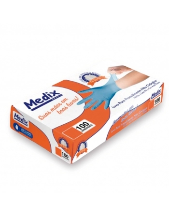 LUVA NITRILICA AZUL SEM TALCO M C/100 MEDIX