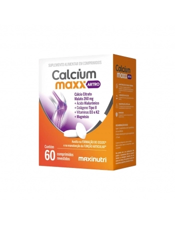 CALCIUM MAXX ARTRO CALCIO CITRATO MALATO 260MG+ AC. HIAL+ COLAG II+ D3+ K2+ MAG C/60 CP