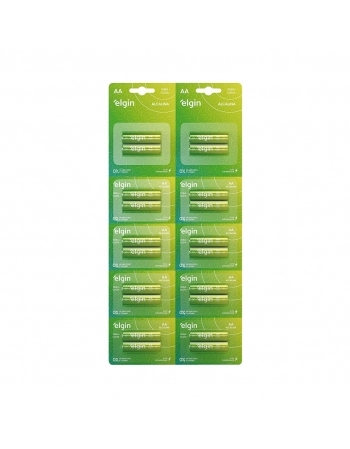 PILHAS ALCALINAS AA 10 BLISTERS COM 2 UN ELGIN