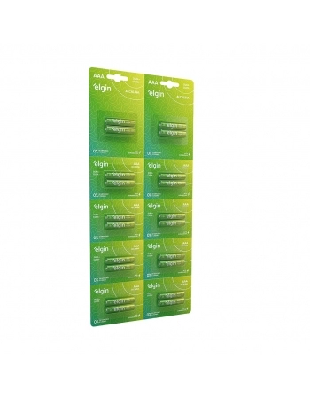 PILHAS ALCALINAS AAA 10 BLISTERS COM 2 UN ELGIN