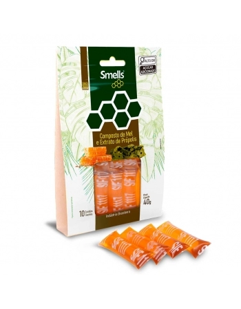 CARTELA DE MEL E PROPOLIS 40G COM 10 SACHES SMELLS