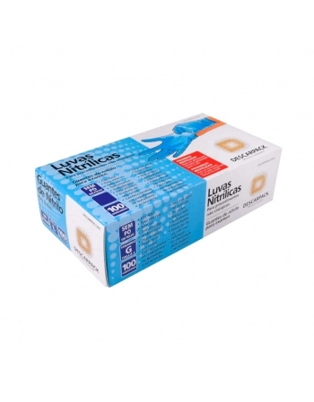 LUVA NITRILICA AZUL SEM TALCO P C/100 DESCARPACK