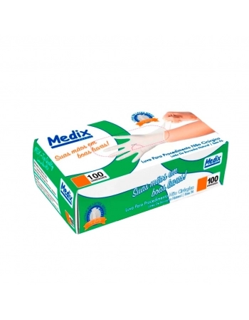 LUVA DE LATEX P/ PROCEDIMENTO SEM TALCO M C/100 MEDIX