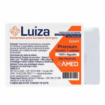 COMPRESSA DE GAZE ALGODONADA ESTERIL 15X30CM LUIZA AMERICA