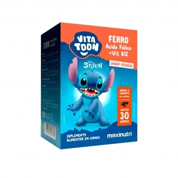 VITATOON STITCH FERRO (AC. FOLICO + VIT. B12) - SABOR PESSEGO C /30 GOMAS MAXINUTRI