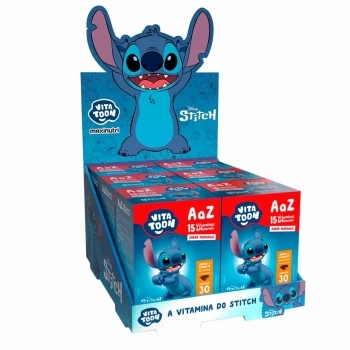VITATOON STITCH (DISPLAY 06 UND C/ 30 GOMAS) POLIVITAMINICO AAZ SABOR MORANGO MAXINUTRI