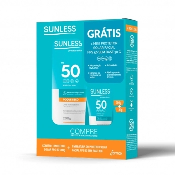 KIT PROTETOR SOLAR FPS50 200G + PROTETOR SOLAR FPS50 MINIATURA SUNLESS