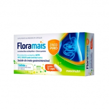 FLORAMAIS ZINCO PROBIOTICO LACTOBACILUS ACIDOPHILUS+ZINCO C/ 12 CAPS MAXINUTRI