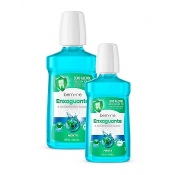 KIT ENXAGUANTE BUCAL MENTA ZERO ALCOOL 500ML+250ML BEM-ME MAILA