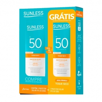 KIT PROTETOR SOLAR FPS50 200G + PROTETOR SOLAR FPS50 120G SUNLESS (PREÇO ESPECIAL)