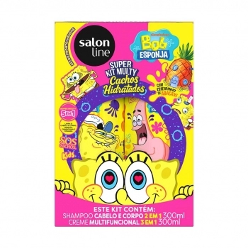 KIT SHAMPOO 300ML+CREME MULTY 300ML SOS BOB ESPONJA SALON LINE