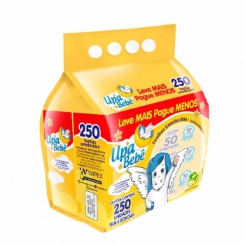 TOALHAS UMEDECIDAS UPA BEBE KIT 250UN C/TAMPA WIPEX