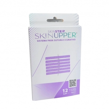 SISTEMA PARA SUTURA ESTERIL SKIN-STRIP C/ 12 TIRAS - 0,64 X 7,6CM SKINUPPER