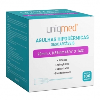 AGULHA 20X0,55 C/100 UNIQMED