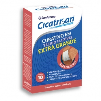CURATIVO CICATRISAN EXTRA FLEXIVEL GRANDE COM 10 UN SANFARMA