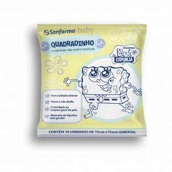 COMPRESSA QUADRADINHO BOB ESPONJA BABY SANFARMA