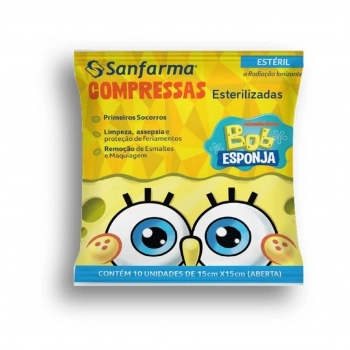 COMPRESSA NAO ADERENTE ESTERIL COM 10 UN BOB ESPONJA SANFARMA