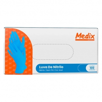LUVA NITRILICA AZUL USO GERAL TAM P COM 100UN MEDIX