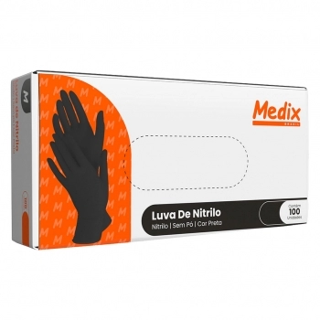 LUVA NITRILICA PRETA USO GERAL G COM 100UN MEDIX