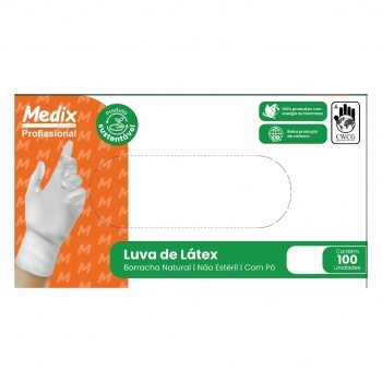 LUVA LATEX PARA PROCEDIMENTO USO GERAL S/PO TAM P 100UN MEDIX