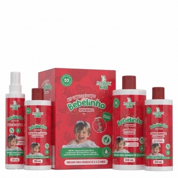 KIT CABELO E CORPO BEBELINHO MORANGO BIO INSTINTO KIDS 4 ITENS