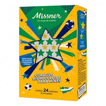 CURATIVO HIDROCOLOIDE P/ ACNES ESTRELA VERDE E AMARELO C/ 24 UN MISSNER