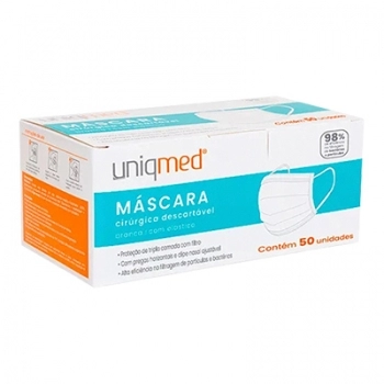 MASCARA CIRURGICA TRIPLA C/50UN BRANCA UNIQMED