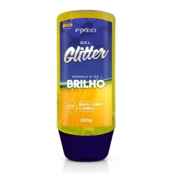 GEL COM GLITTER CORPO E CABELO 200G AMARELO FIXED