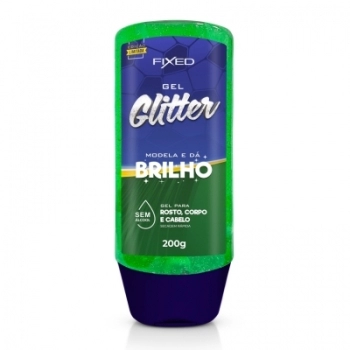 GEL COM GLITTER CORPO E CABELO 200G VERDE FIXED
