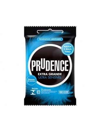 PRESERVATIVO PRUDENCE COM 3 EXTRA GRANDE ULTRA SENSIVEL PRUDENCE