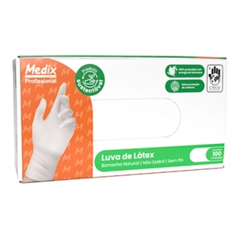 LUVA LATEX PARA PROCEDIMENTO USO GERAL S/PO TAM M 100UN MEDIX